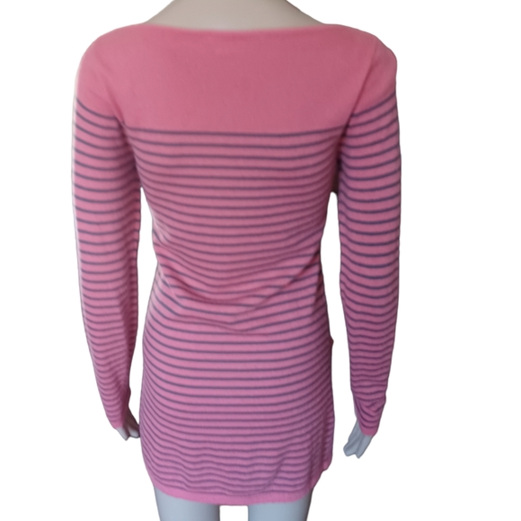 Boden Women's Long Sleeved Top Boat Neck Pink Striped Stretchy Pockets Size 2 - Picture 3 of 10
